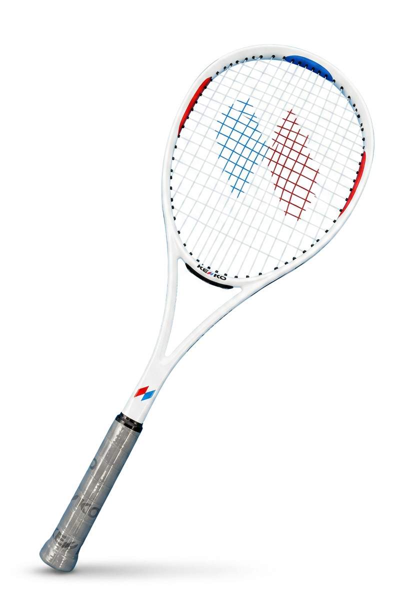 Rakieta soft tenis Kenko, biała, ujęcie frontalne