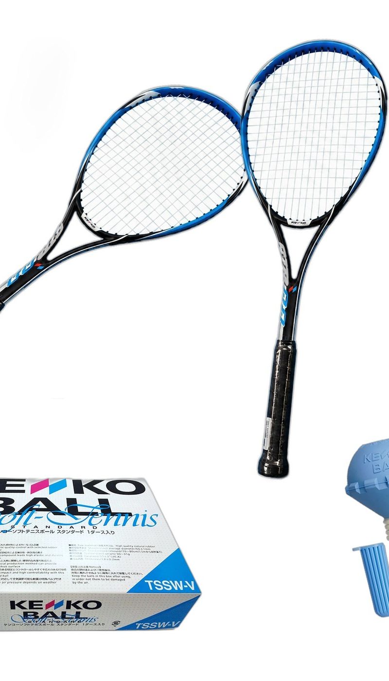 Zestaw startowy soft tenis, czarne rakiety – zawartość zestawu